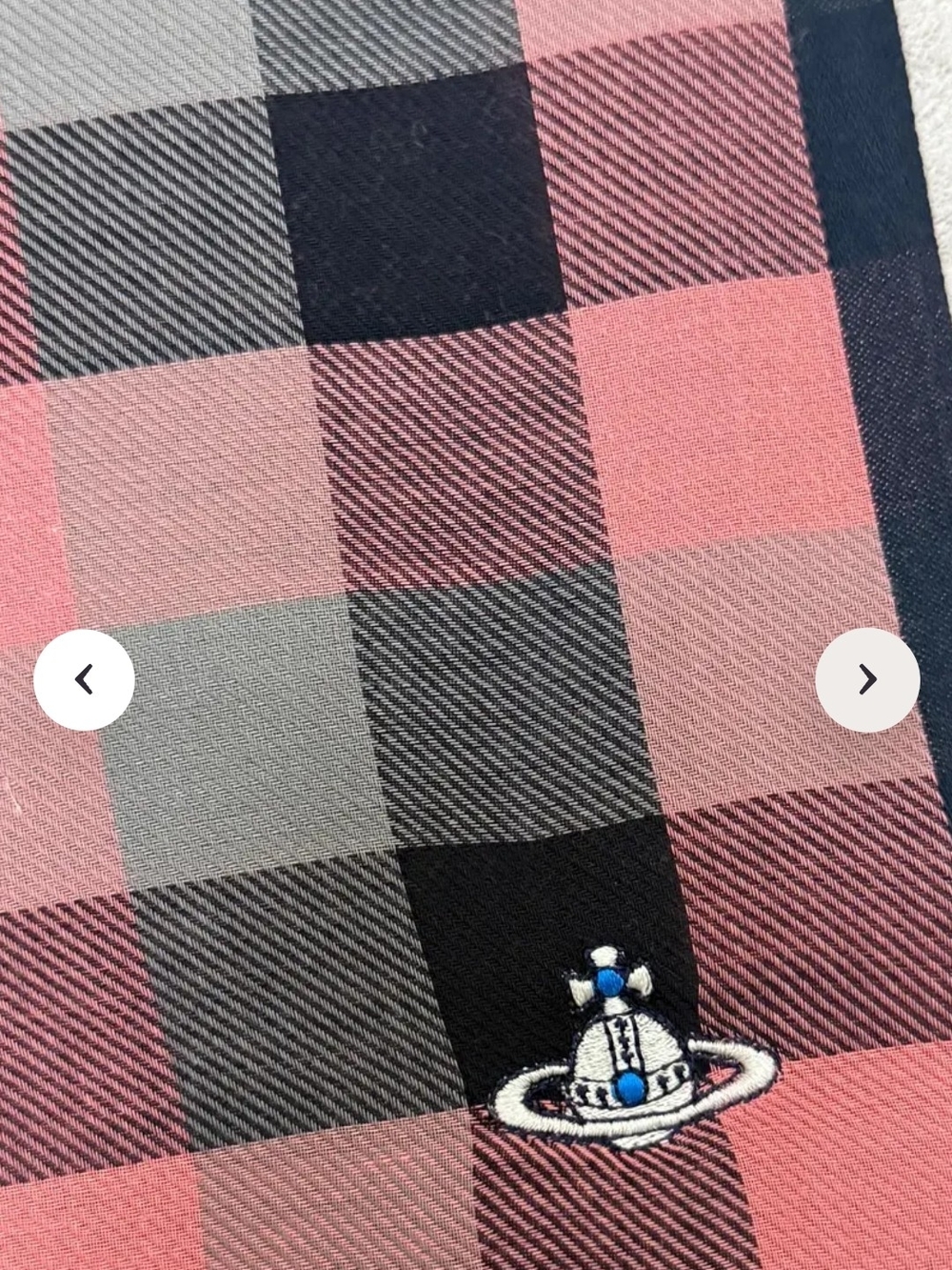 Vivienne Westwood EUC! Check Plaid Square Scarf with Orb Embroidered Logo - Picture 5 of 5